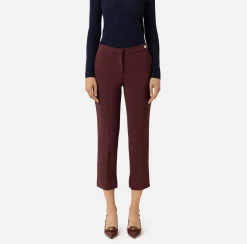 Pantaloni E Shorts|Elisabetta Franchi Pantalone in crêpe con spacchetti RougeNoir