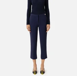Pantaloni E Shorts|Elisabetta Franchi Pantalone in crêpe con spacchetti Navy