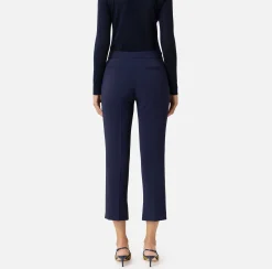 Pantaloni E Shorts|Elisabetta Franchi Pantalone in crêpe con spacchetti Navy