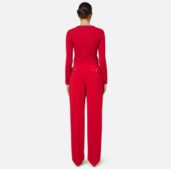 Pantaloni E Shorts|Elisabetta Franchi Pantalone in crêpe stretch con doppie pinces RedPassion