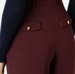 Pantaloni E Shorts|Elisabetta Franchi Pantalone in crêpe stretch con doppie pinces RougeNoir