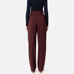 Pantaloni E Shorts|Elisabetta Franchi Pantalone in crêpe stretch con doppie pinces RougeNoir