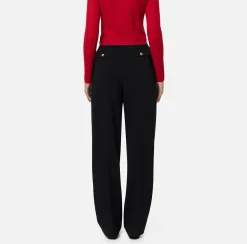Pantaloni E Shorts|Elisabetta Franchi Pantalone in crêpe stretch con doppie pinces Nero