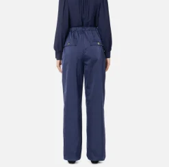 Pantaloni E Shorts|Elisabetta Franchi Pantalone in nylon tecnico con zip Navy