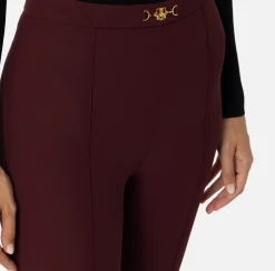 Pantaloni E Shorts|Elisabetta Franchi Pantalone palazzo in crêpe stretch con morsetto RougeNoir