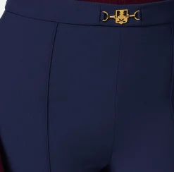 Pantaloni E Shorts|Elisabetta Franchi Pantalone palazzo in crêpe stretch con morsetto Navy