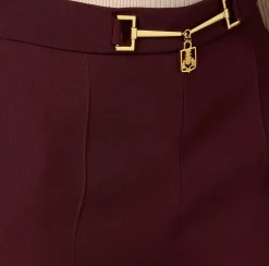 Pantaloni E Shorts|Elisabetta Franchi Pantalone palazzo in satin con morsetto RougeNoir/Burro