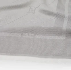 Sciarpe|Elisabetta Franchi Pashmina in jacquard lurex con pattern righe diagonali e logo Steel