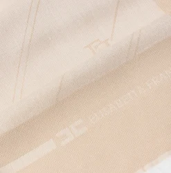 Sciarpe|Elisabetta Franchi Pashmina in jacquard lurex con pattern righe diagonali e logo Crema
