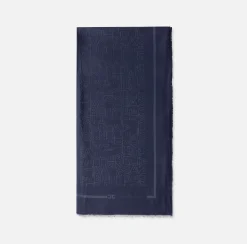 Sciarpe|Elisabetta Franchi Pashmina quadrata in viscosa jacquard con lettering logo Navy