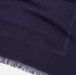 Sciarpe|Elisabetta Franchi Pashmina rettangolare in viscosa jacquard con lettering logo Navy