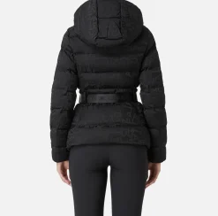 Capispalla|Elisabetta Franchi Piumino corto in nylon jacquard lettering Nero