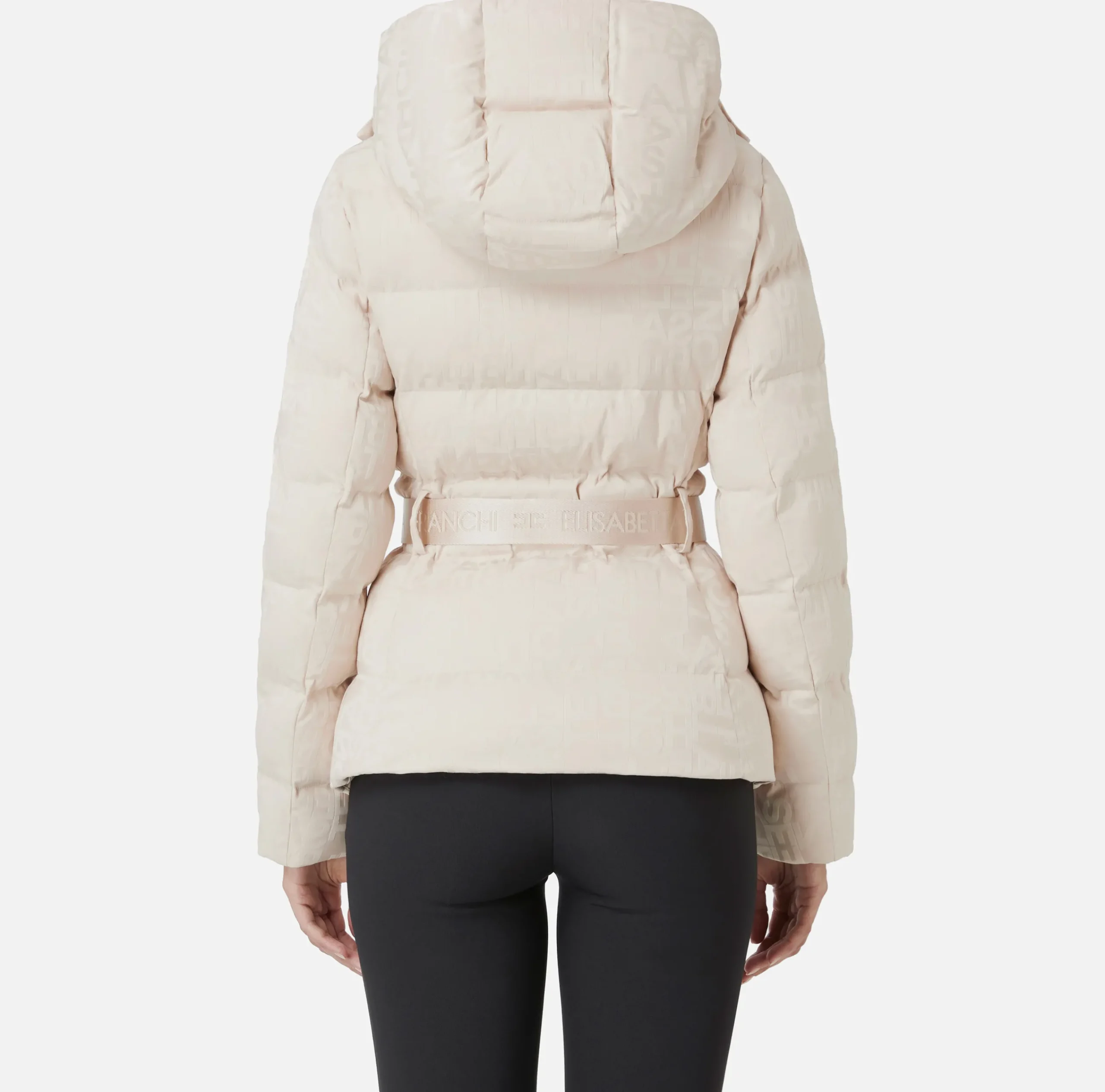 Capispalla|Elisabetta Franchi Piumino corto in nylon jacquard lettering Lattice