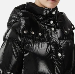 Capispalla|Elisabetta Franchi Piumino cropped in nylon effetto metallizzato Nero