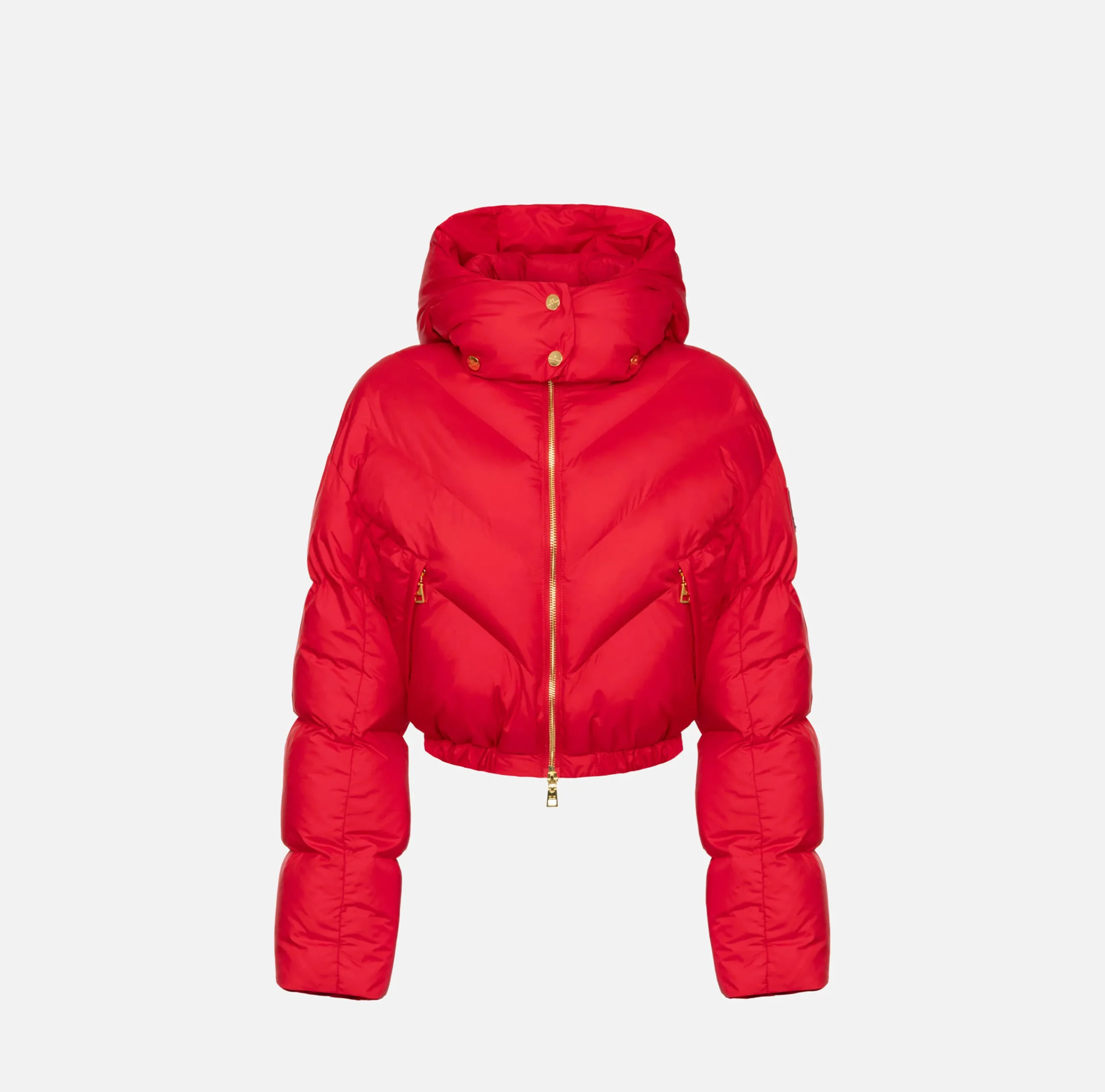 Capispalla|Elisabetta Franchi Piumino cropped in nylon lucido RedPassion