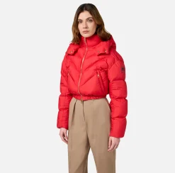 Capispalla|Elisabetta Franchi Piumino cropped in nylon lucido RedPassion