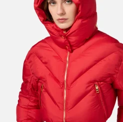 Capispalla|Elisabetta Franchi Piumino cropped in nylon lucido RedPassion