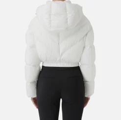 Capispalla|Elisabetta Franchi Piumino cropped in nylon lucido Avorio