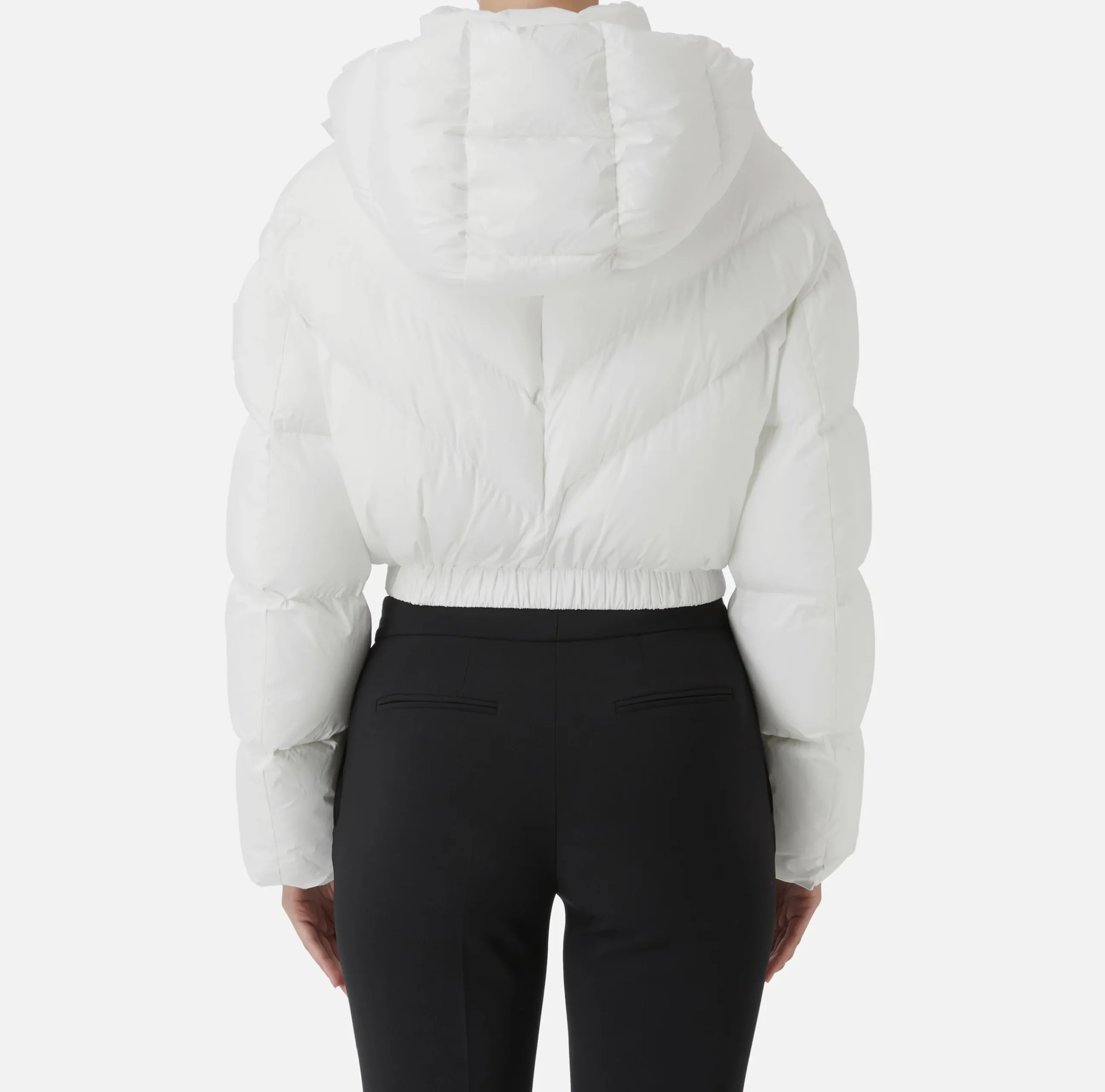 Capispalla|Elisabetta Franchi Piumino cropped in nylon lucido Avorio