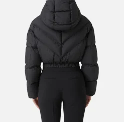 Capispalla|Elisabetta Franchi Piumino cropped in nylon lucido Nero