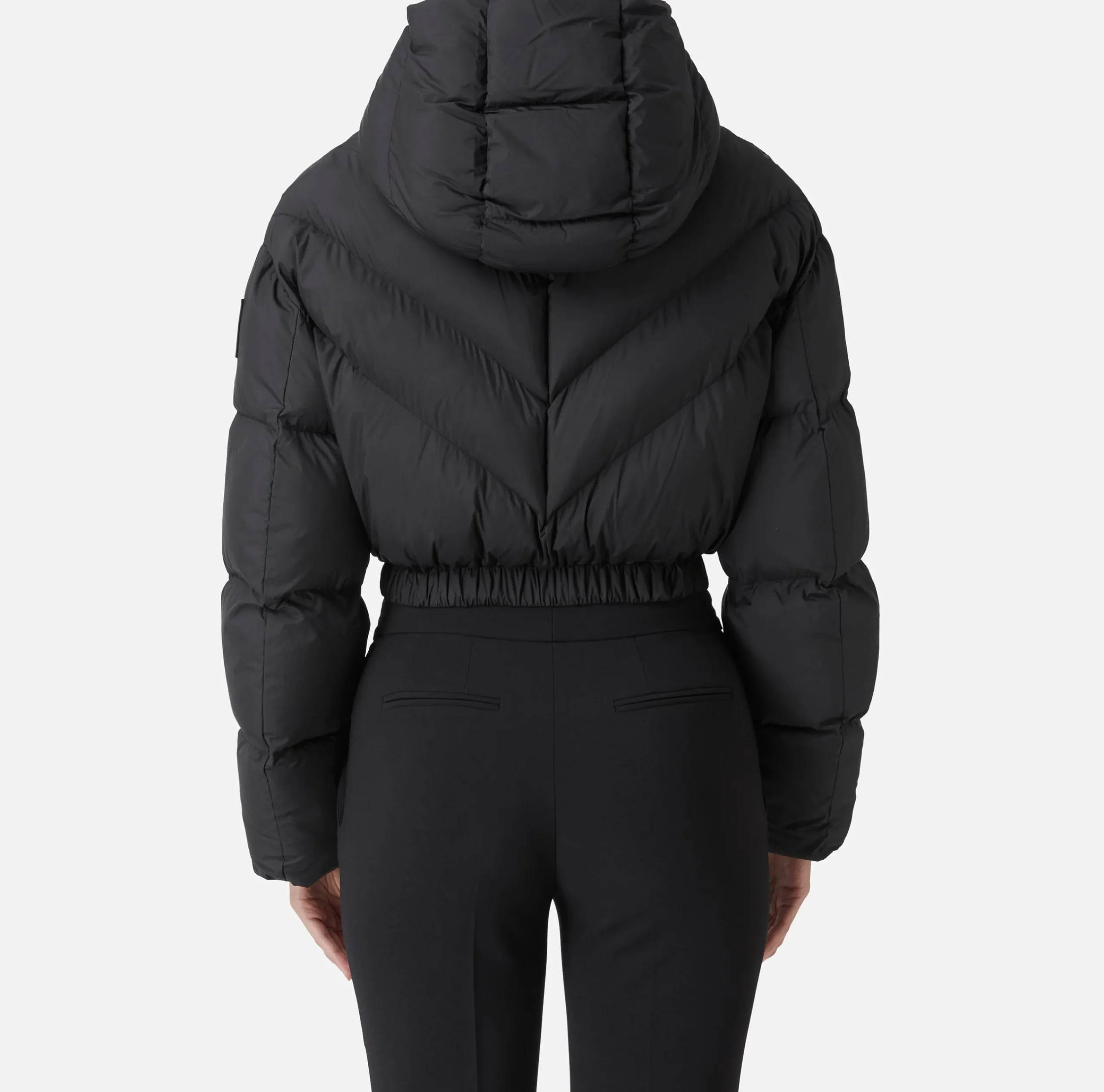 Capispalla|Elisabetta Franchi Piumino cropped in nylon lucido Nero