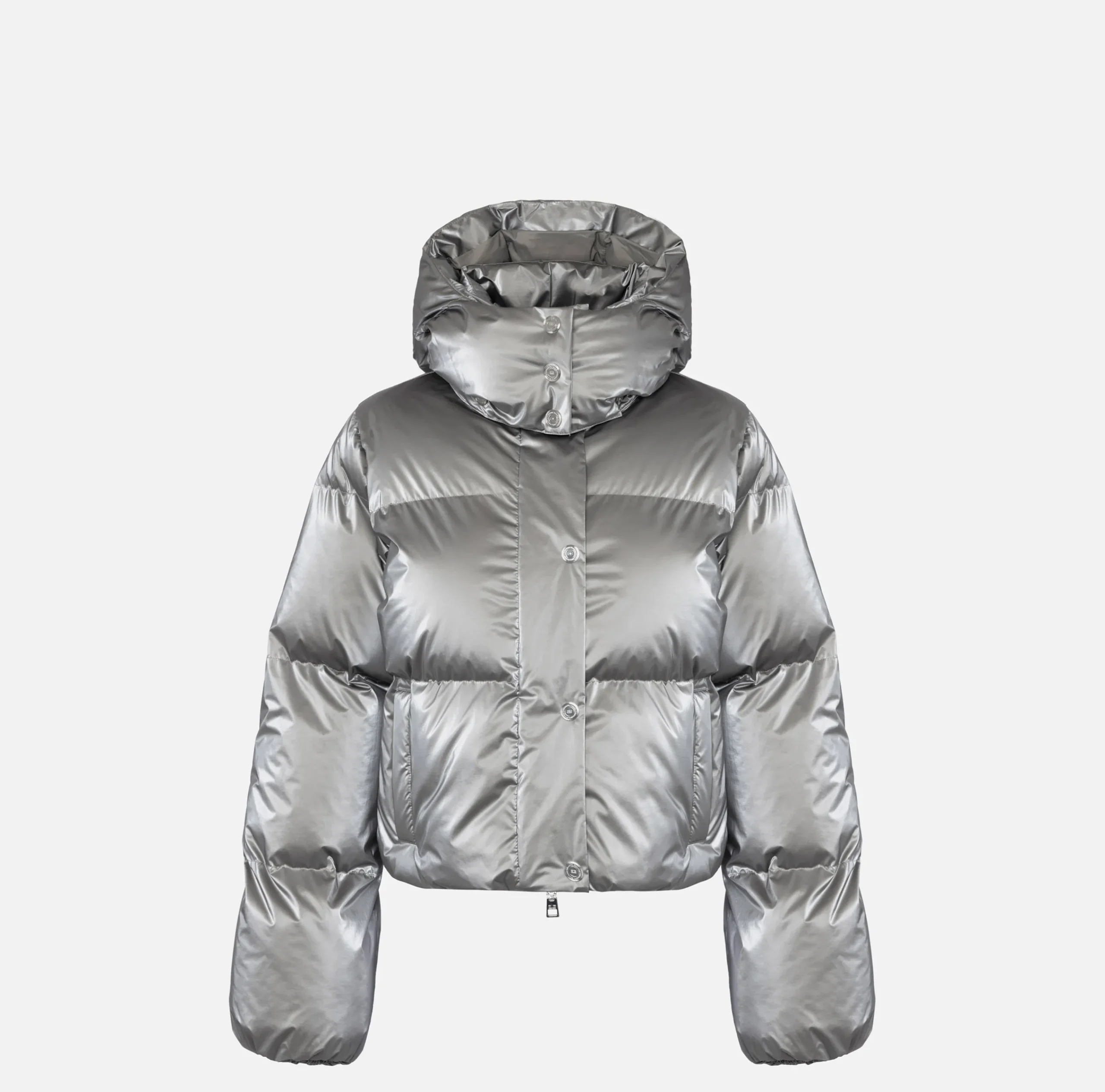 Capispalla|Elisabetta Franchi Piumino cropped in nylon effetto metallizzato Steel