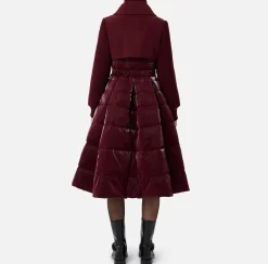 Capispalla|Elisabetta Franchi Piumino in nylon e panno con gonna a ruota RougeNoir