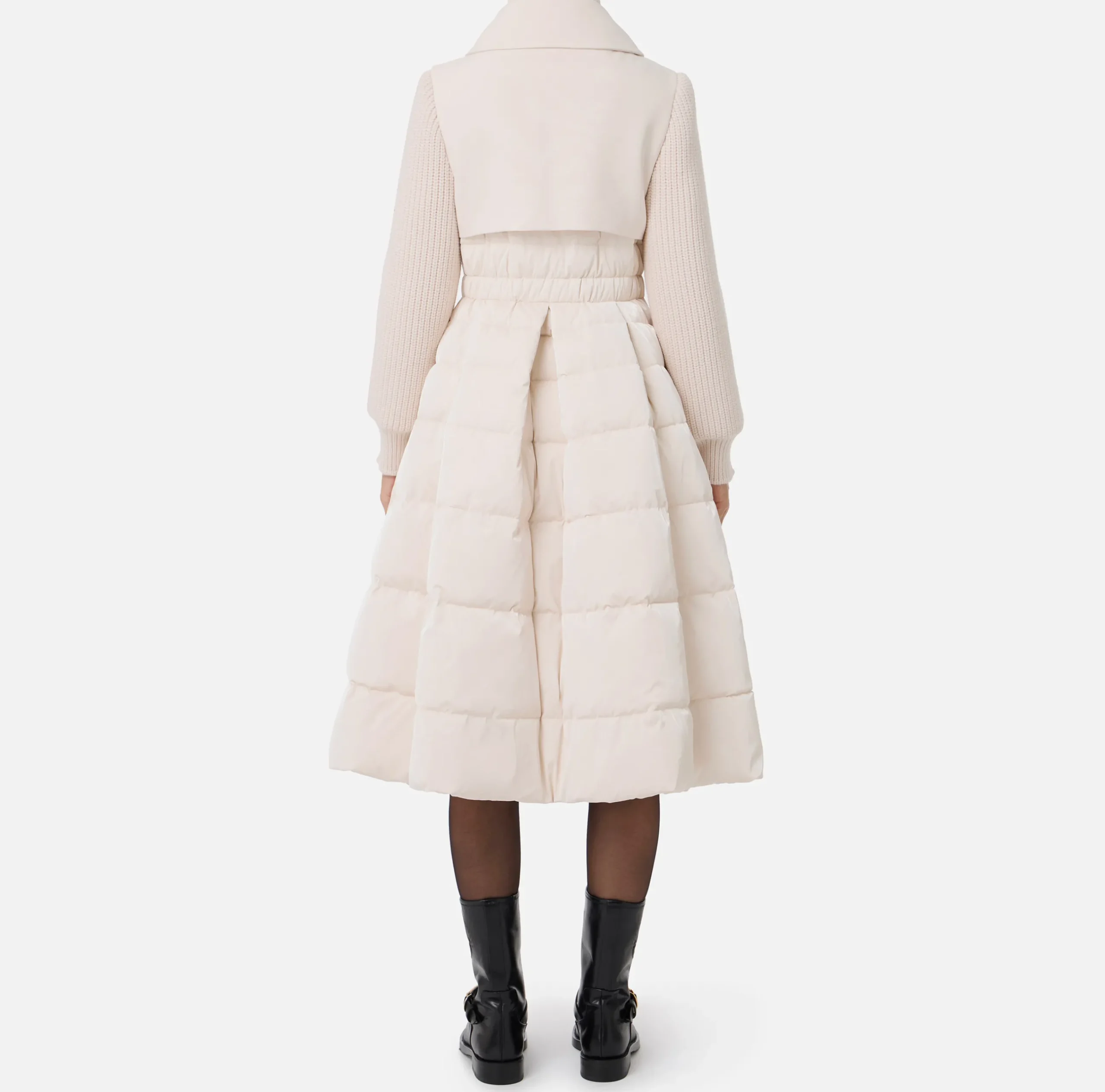 Capispalla|Elisabetta Franchi Piumino in nylon e panno con gonna a ruota Lattice