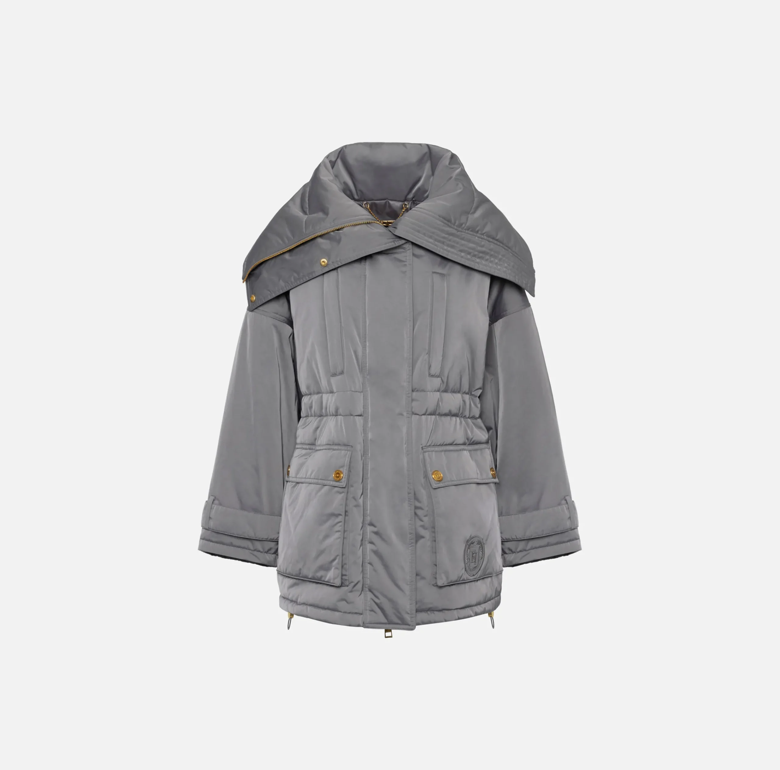 Capispalla|Elisabetta Franchi Piumino over tipo aviator in nylon satin Steel