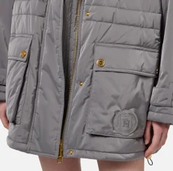 Capispalla|Elisabetta Franchi Piumino over tipo aviator in nylon satin Steel