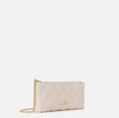 Clutch|Elisabetta Franchi Pochette in tessuto embossed con tracolla in catena Lattice