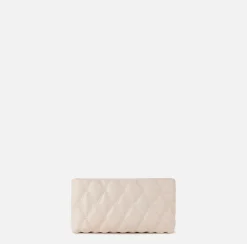 Clutch|Elisabetta Franchi Pochette in tessuto embossed con tracolla in catena Lattice
