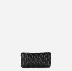 Clutch|Elisabetta Franchi Pochette in tessuto embossed con tracolla in catena Nero