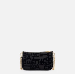 Clutch|Elisabetta Franchi Pochette lettering con tracolla Nero