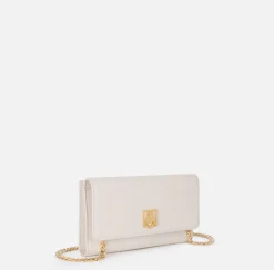 Clutch|Portafogli|Elisabetta Franchi Portafoglio in materiale sintetico con scudetto in metallo Burro