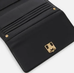 Clutch|Portafogli|Elisabetta Franchi Portafoglio in materiale sintetico con scudetto in metallo Nero