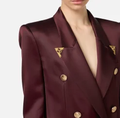 Mini Abiti|Robes Manteaux|Elisabetta Franchi Robe manteau doppiopetto in fresco di lana con puntali RougeNoir