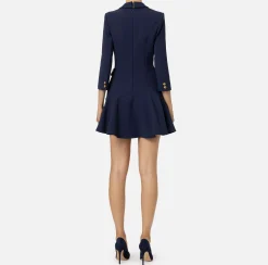 Mini Abiti|Robes Manteaux|Elisabetta Franchi Robe manteau in crêpe con catena groumette Navy
