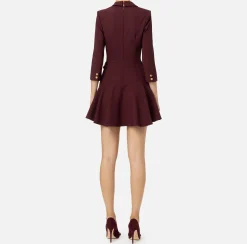 Mini Abiti|Robes Manteaux|Elisabetta Franchi Robe manteau in crêpe con catena groumette RougeNoir