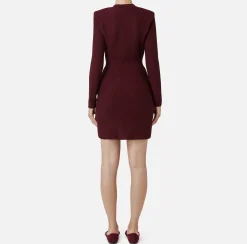 Mini Abiti|Abiti In Maglia|Elisabetta Franchi Robe manteau in lana bouclé con ricamo RougeNoir