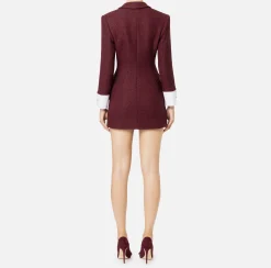 Mini Abiti|Robes Manteaux|Elisabetta Franchi Robe manteau in tweed laminato con patch logo RougeNoir