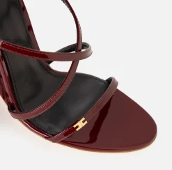 Sandali|Elisabetta Franchi Sandali in vernice con zeppa in raso RougeNoir