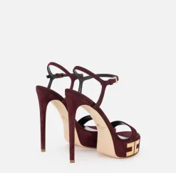Sandali|Elisabetta Franchi Sandali plateau in camoscio con logo RougeNoir