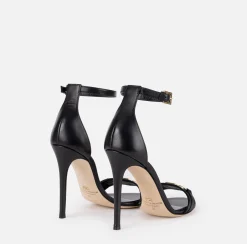 Sandali|Elisabetta Franchi Sandalo in nappa con morsetto scudetto Nero