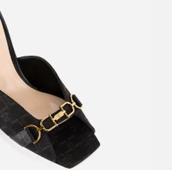 Sandali|Elisabetta Franchi Sandalo Slider Monogram Nero