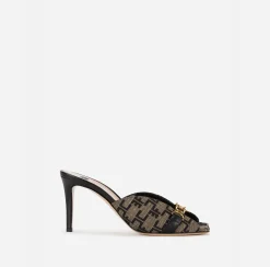 Sandali|Elisabetta Franchi Sandalo Slider Monogram Liquirizia/Nero