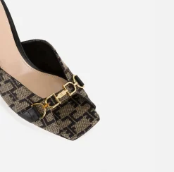 Sandali|Elisabetta Franchi Sandalo Slider Monogram Liquirizia/Nero