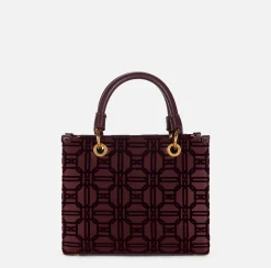 Borse A Mano|Elisabetta Franchi Shopper in tessuto flock con charms RougeNoir