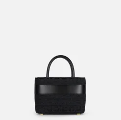 Borse A Mano|Elisabetta Franchi Shopper piccola in tessuto jacquard con morsetto Nero