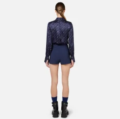 Pantaloni E Shorts|Elisabetta Franchi Short in crêpe stretch con cintura Navy